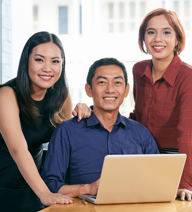 Working professionals studying together